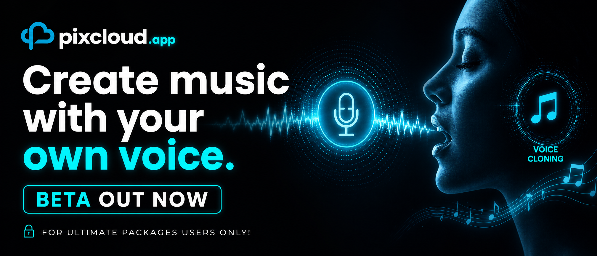 Create music with your own voice — voice cloning (Beta), ULTIMATE package only